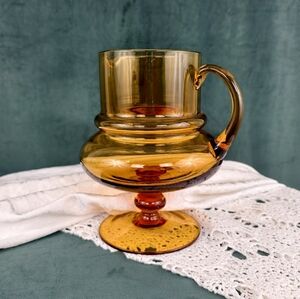 Vintage Amber Glass Pitcher with Handle